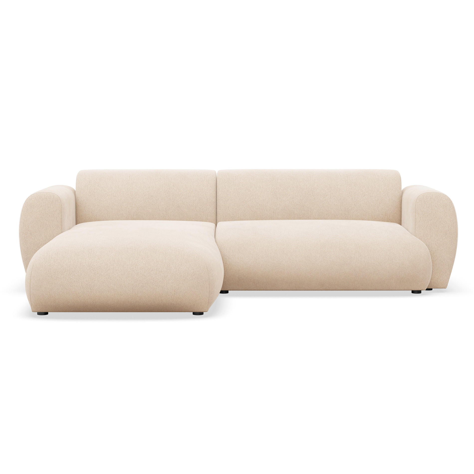 ECKSOFA Emia Hellbeige links - Ecru/Schwarz, Kunststoff/Textil (262/156cm) - Selsey