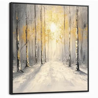 LEINWAND Bilder mit Rahmen - Winter - Abstrakt - Schnee - Natur - Sonne - 90x90 - Grau, Textil (90/90cm) - MuchoWow