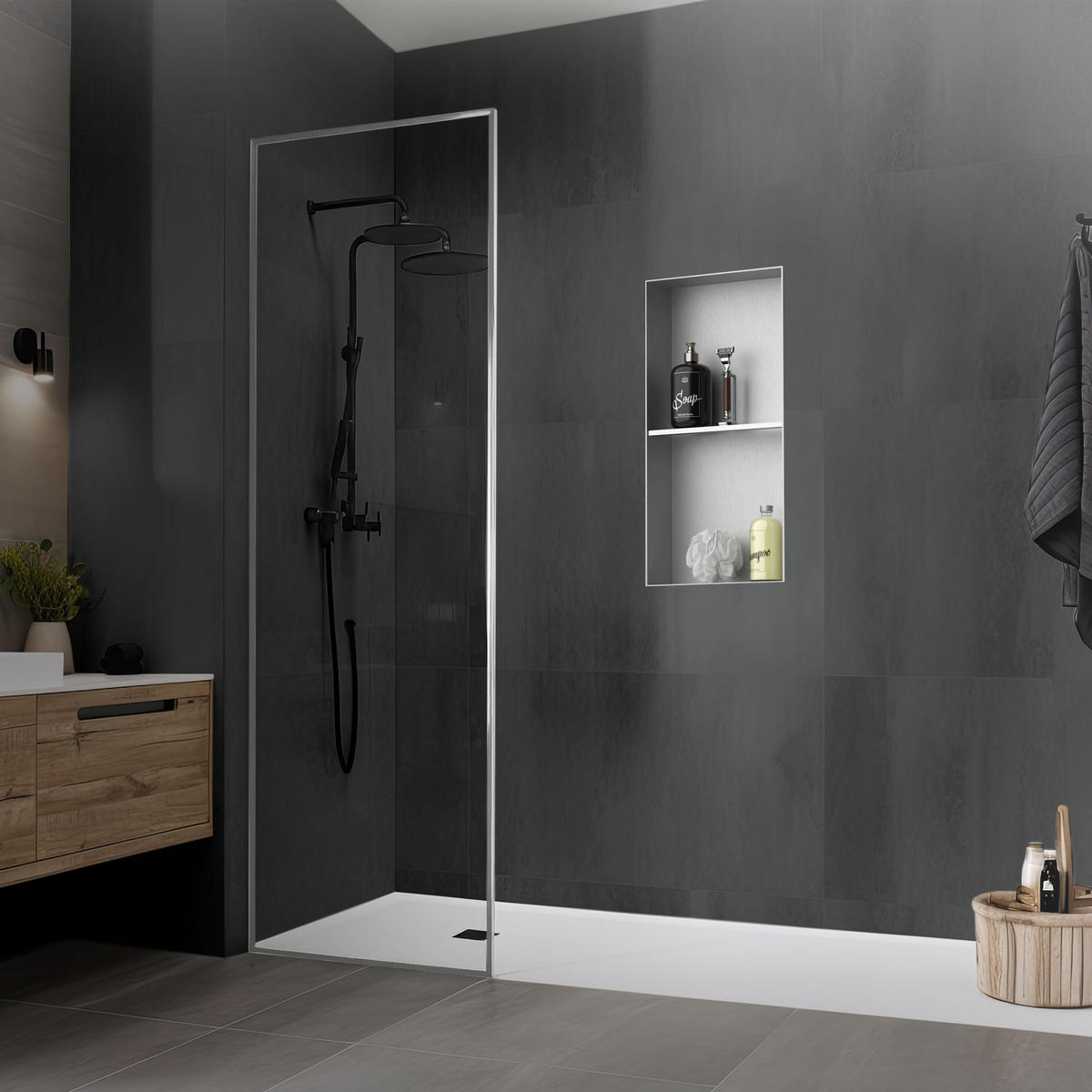 DUSCHNISCHE Silber 30/60 cm - Silberfarben, Metall (64/10/34cm) - LuxeBath