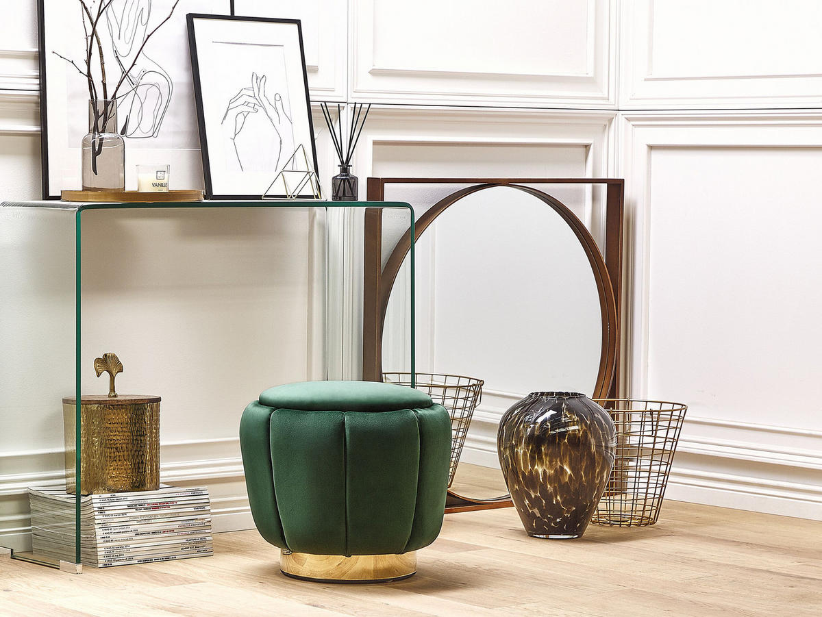 POUF Irving 43/43/37 cm - Grün, Textil (43/37/43cm) - Beliani