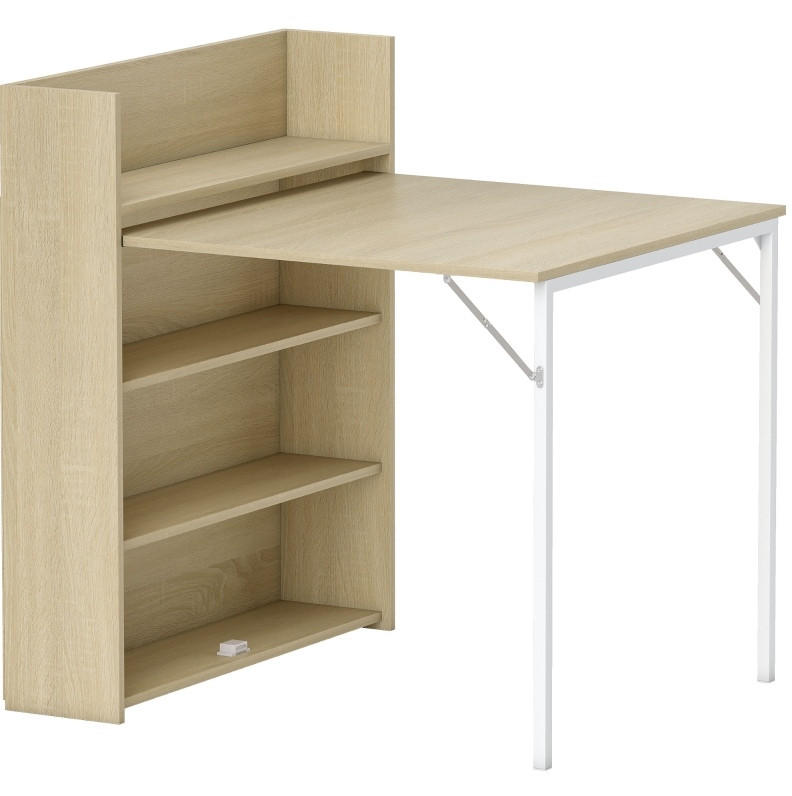 ESSTISCH aus Holz 78,5x91x93 cm Eichefarben klappbar mit 3 Regalfächern im Industriedesign - Eichefarben, Holz (91/78.5/93cm) - Modfu