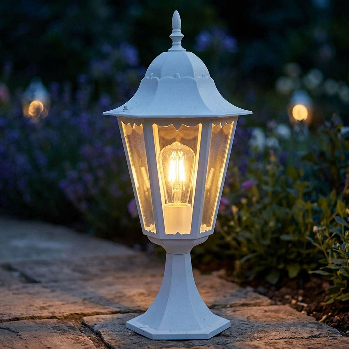 LED SOCKELLEUCHTE NORDERNEY ALUMINIUM Weiß - Weiß, Glas (23.5/23.5/49cm)