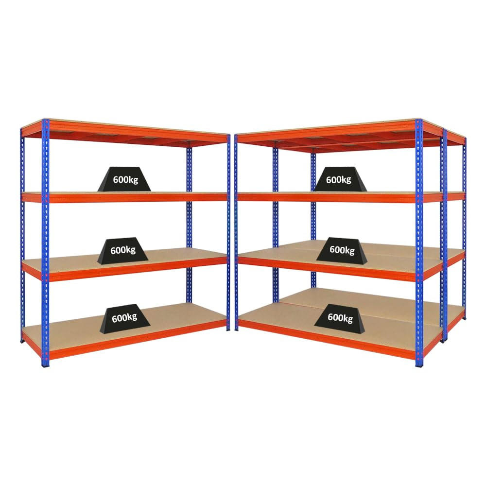 SCHWERLASTREGAL Bison 3er-Set mit 3x 200x200x60 cm 4 Fachböden Fachlast 600 kg Blau-Orange - Orange, Metall (600/200/60cm) - PROREGAL