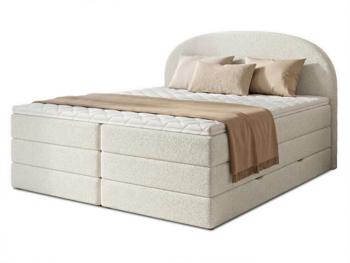 BOXSPRINGBETT Cloud Max - 160x200 -weiß (Coral 70) - Schwarz/Weiß, Holz/Holzwerkstoff (160/200cm) - Sofnet