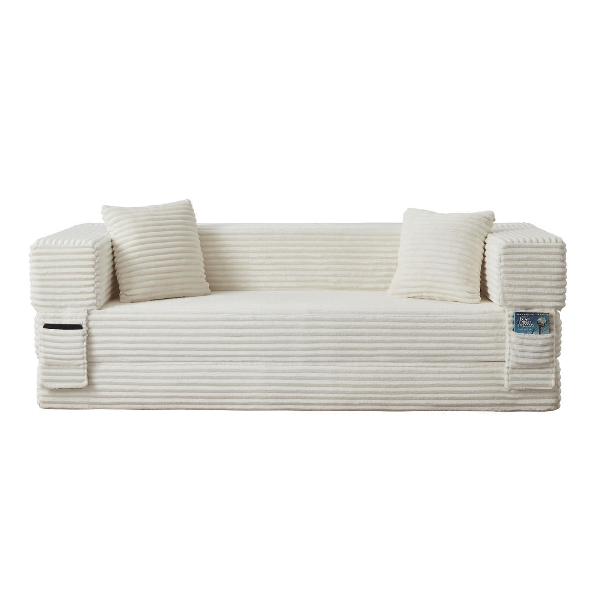 SCHLAFSOFA 2-in-1 Cord Sofa mit Bettfunktion, Weiß - Weiß, Textil (200/60/76cm) - Kaket