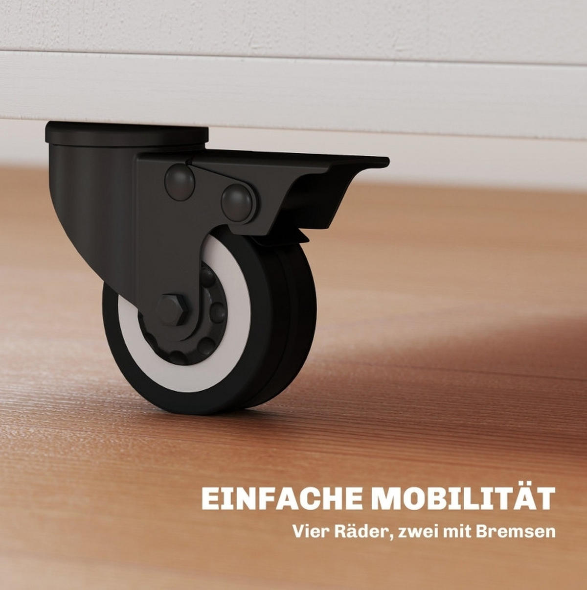 KLAPPTISCH 70/83/75 cm mit 2 Klappseiten, Stauraum und 4 Rollen, Weiß - Weiß, Holz (70/83/75cm) - Redom