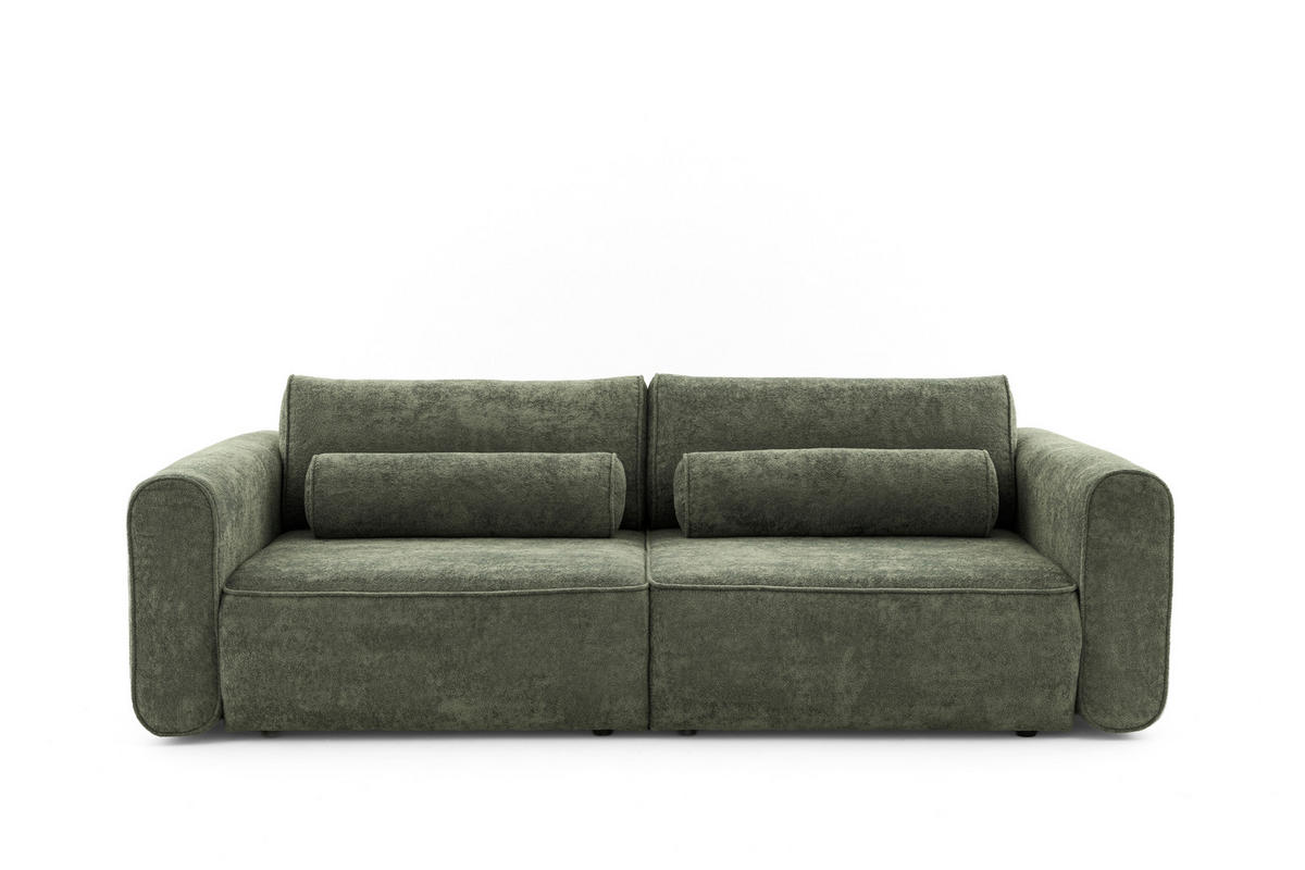 ECKSOFA Motion mit Schlaffunktion Funktional 3-sitzer Sofa - Grün, Textil (250/120cm) - Muffo