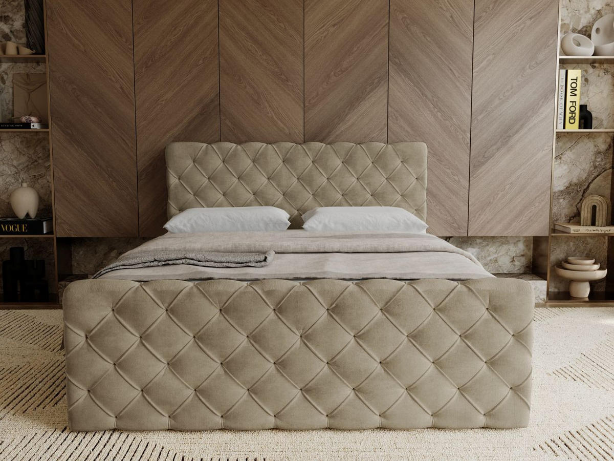 BOXBETT Lunaris 180x200 Hellbraun - Hellbraun, Holz/Textil (180/200cm) - Graingold