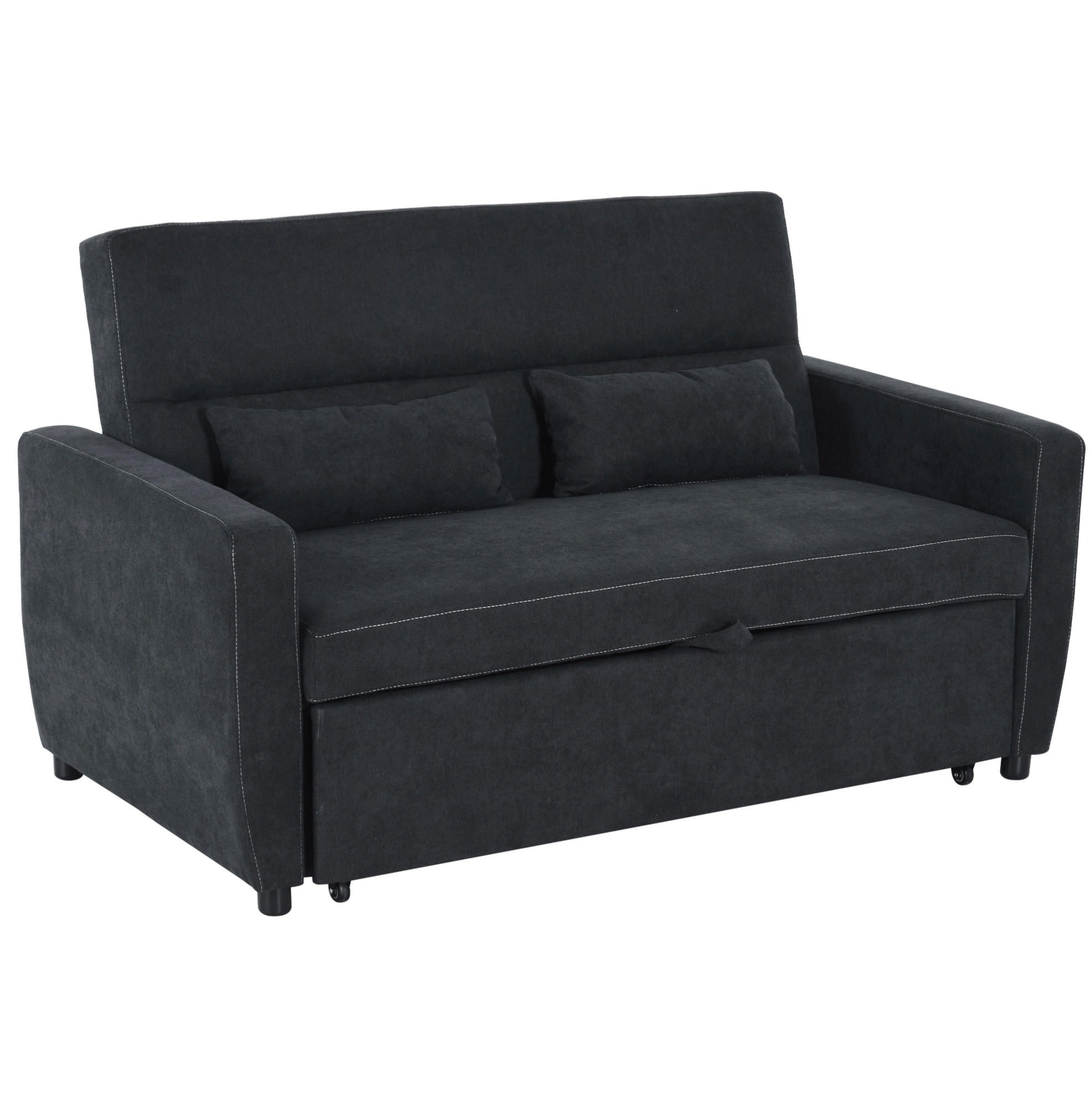 SCHLAFSOFA Samt mit Schlaffunktion, verstellbarer Rückenlehne 155/90/88,5 cm Schwarz - Schwarz, Textil (90/88.5/155cm) - Redom
