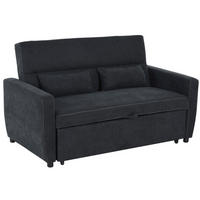 SCHLAFSOFA Samt mit Schlaffunktion, verstellbarer Rückenlehne 155/90/88,5 cm Schwarz - Schwarz, Textil (90/88.5/155cm) - Redom