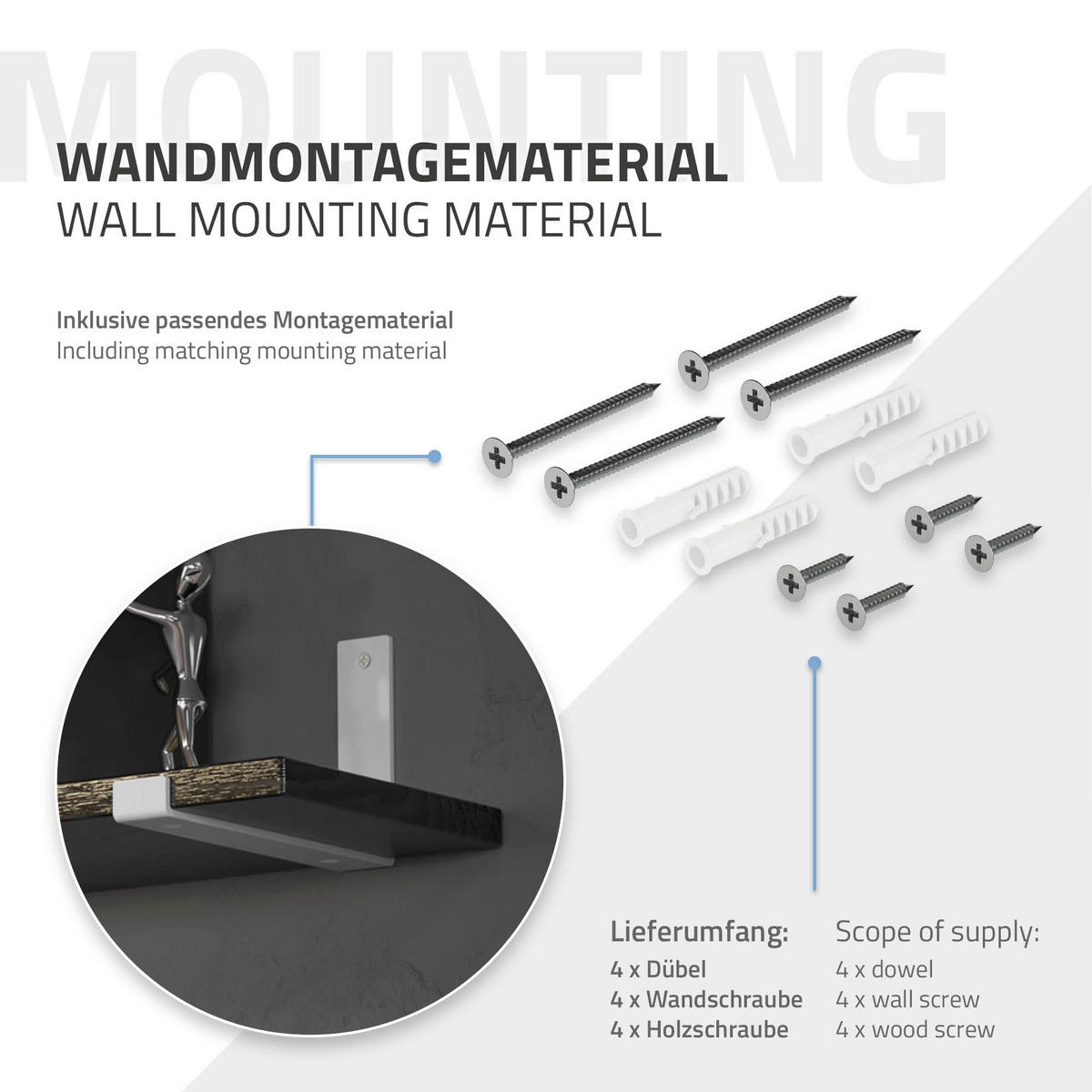 REGALHALTERUNG - Weiß, Metall (14.5/4/26cm) - ML-DESIGN