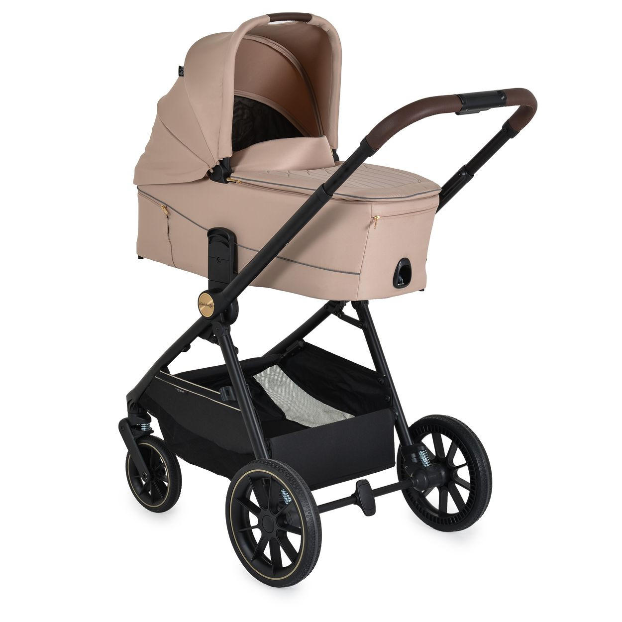 KOMBIKINDERWAGEN 2 in 1 Celebrity beige Stoßdämpfer PU-Rollen Wickeltasche - Beige, Metall (96/60/100cm) - Cangaroo