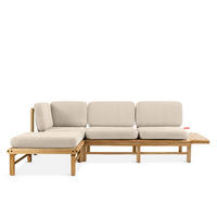 LOUNGESOFA ATREDA links - Creme, Holz/Textil (245/74/150cm) - KONSIMO®