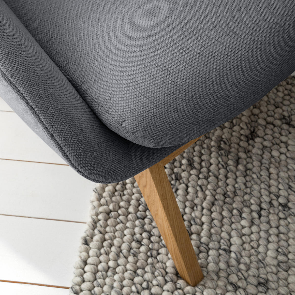 SESSEL - Eichefarben/Grau, Eichenholz/Textil (82/102/90cm) - home24