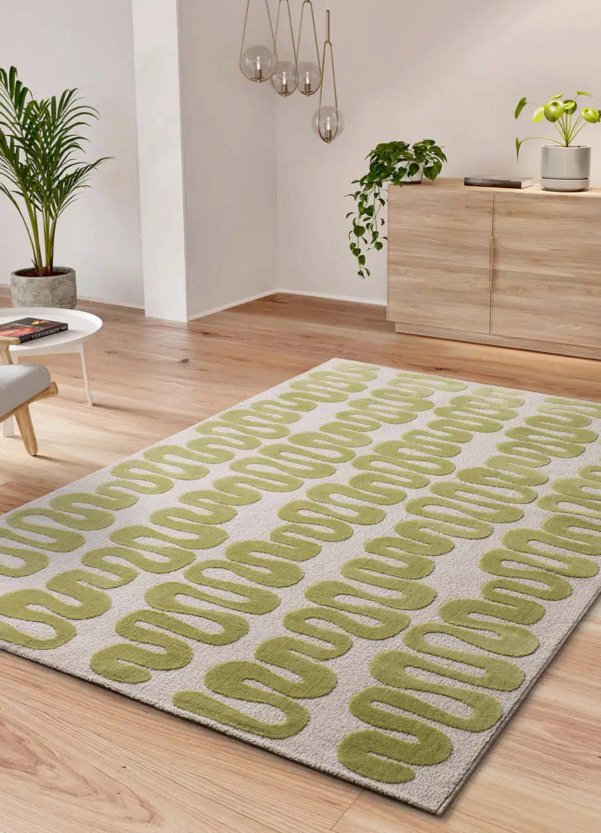 KURZFLORTEPPICH Grün Flashy 160/230 cm - Weiß/Grün, Naturmaterialien/Textil (160/230cm) - Atticgo