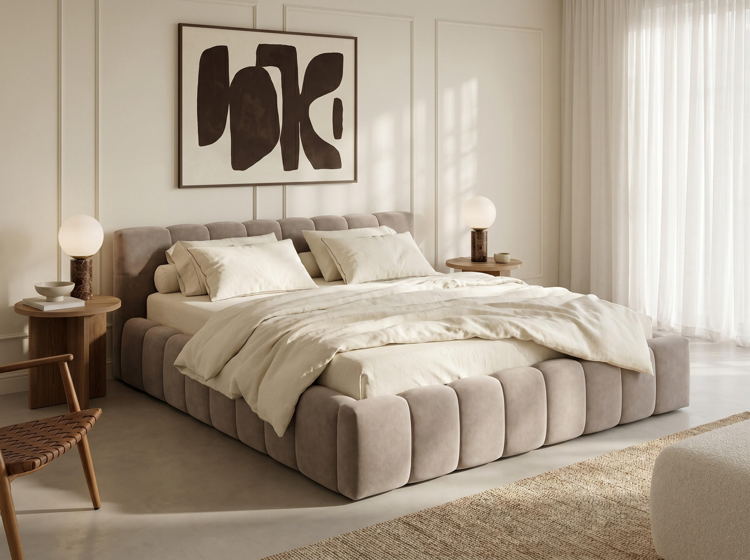 POLSTERBETT Celestia Taupe 200/200 cm Samt mit Bettkasten - Taupe, Textil/Metall (200/200cm) - wonello