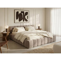 POLSTERBETT Celestia Taupe 200/200 cm Samt mit Bettkasten - Taupe, Textil/Metall (200/200cm) - wonello