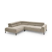 ECKSOFA MIT MOTORISCHEM SITZVORZUG DELIA Beige Cord - Beige/Schwarz, Textil/Metall (276/219cm) - KAWOLA