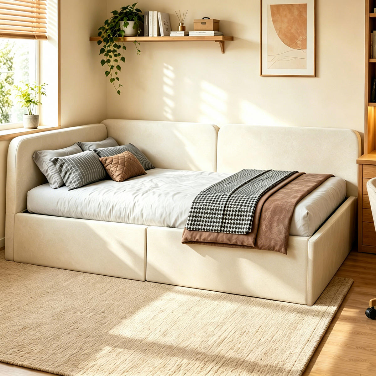 POLSTERBETT 140/200 cm aus Stoff mit hydraulischem Stauraum Beige - Beige, Textil (140/200cm) - Modenvie