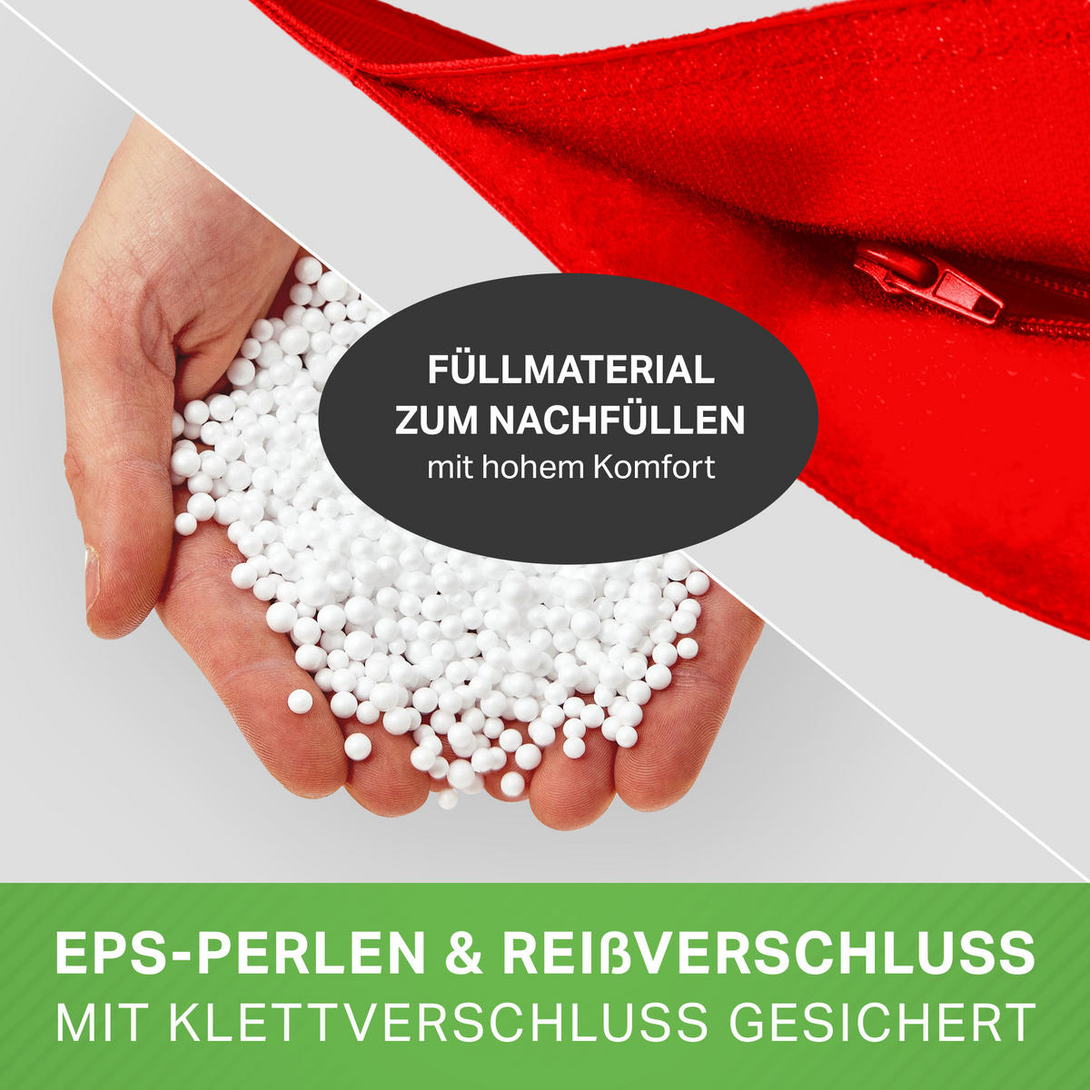 XXL-SITZSACK + Pouf 2er Set - 140x180cm - Rot, Textil (140/25/180cm) - Green Bean