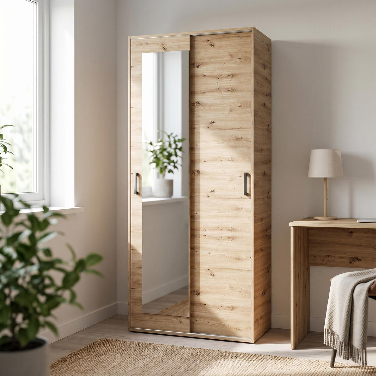 GARDEROBENSCHRANK BENVENO 90/21040 Modern Garderobenschrank Eiche Artisan - Eiche Artisan, Holzwerkstoff (90/210/40cm) - MASSENO