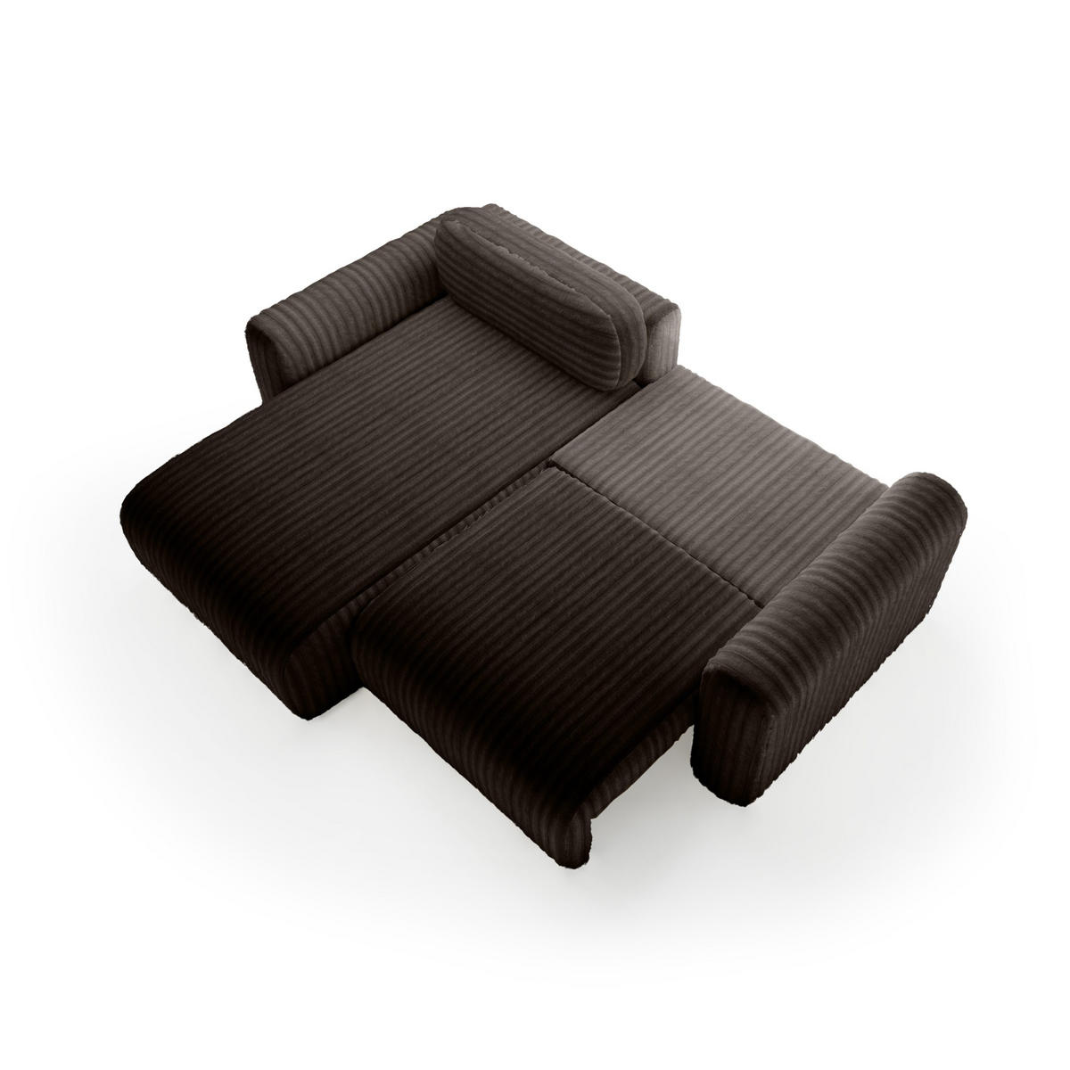 ECKSOFA mit Schlaffunktion Emmen Mini, Dunkelbraun - Dunkelbraun, Textil (246/100cm) - Fedve