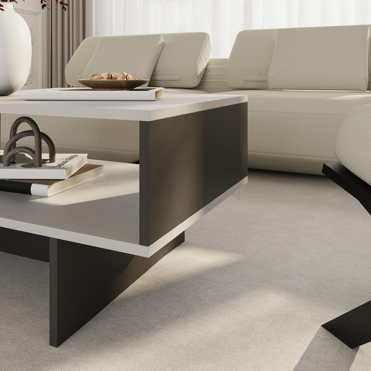 COUCHTISCH Mjölby 80/45/37 - Anthrazit, Holzwerkstoff (45/80/37cm) - [en.casa]