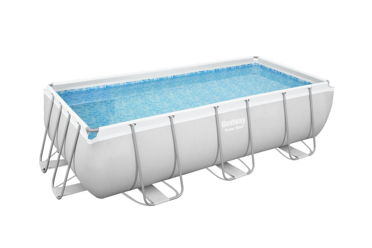 POOL Swim eckig Grau 100x201x404cm - Grau, Kunststoff (201/100/404cm) - DELUKE