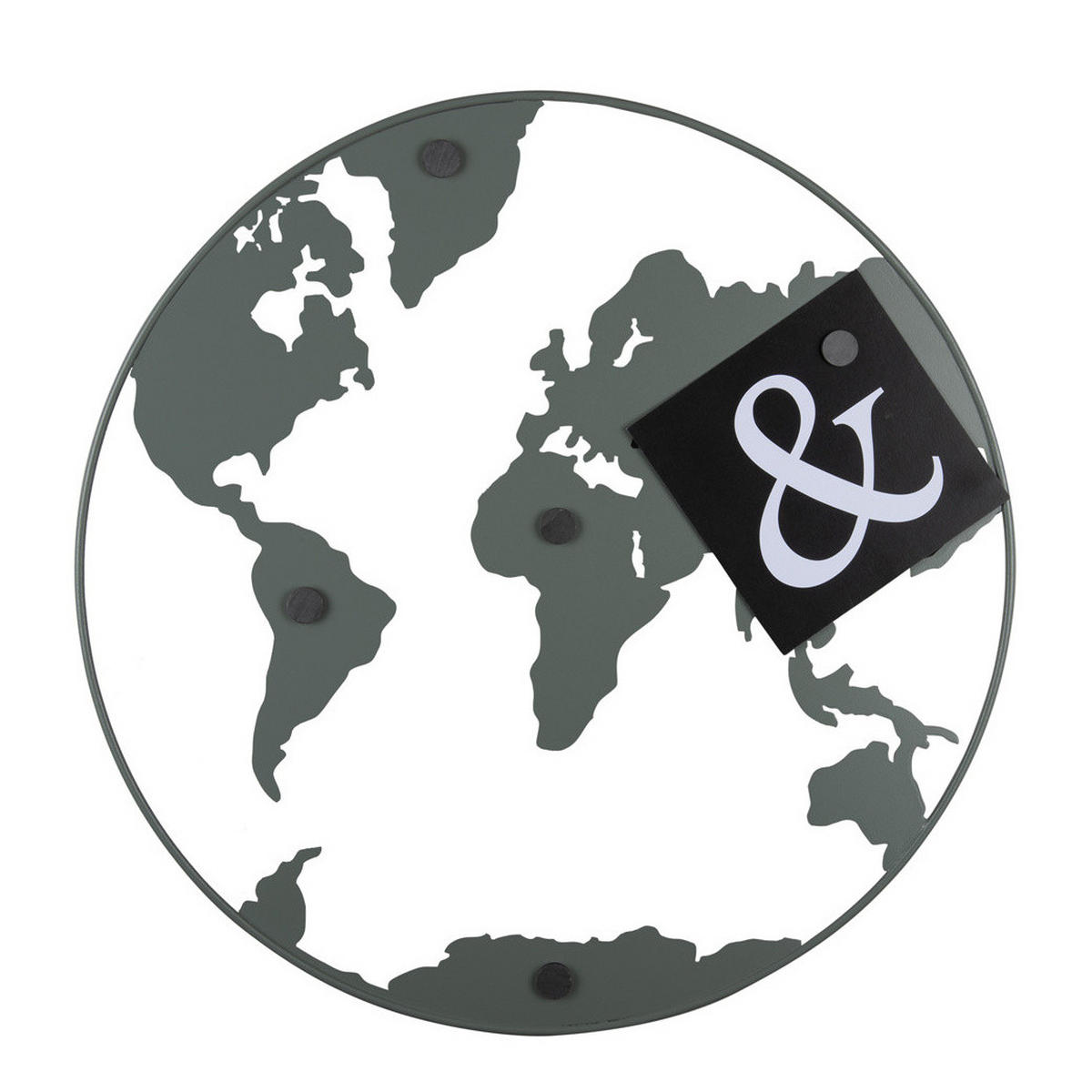 METALLTAFEL Notizen Erde World Ø 50 cm - Grau, Metall (50/50/0.6cm)