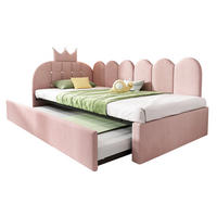 SAMT-POLSTERBETT 90/200 cm mit Ausziehbett und gepolstertem Kopfteil in Rosa - Rosa, Textil (90/200cm) - BEAOK