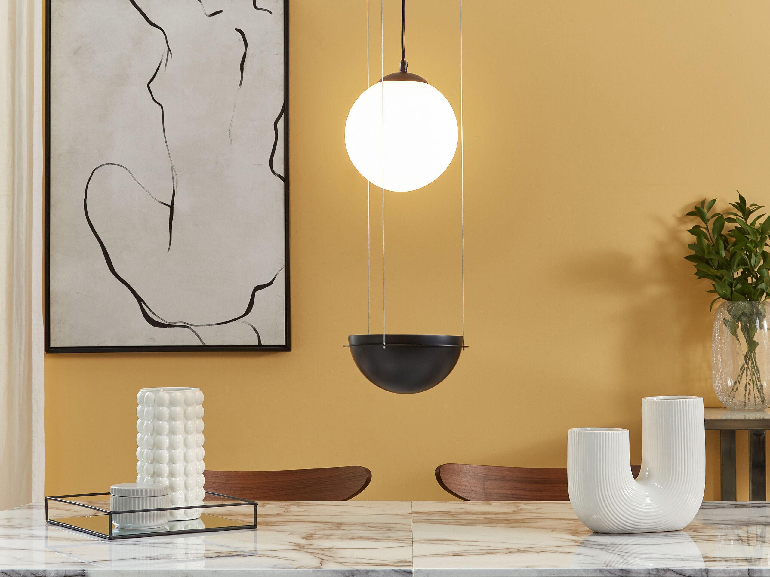 PENDELLEUCHTE Tobins 25x25x178 cm - Schwarz, Glas (25/25/178cm) - Beliani