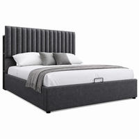 POLSTERBETT mit Stauraum und LED 160x200 cm Leinen Grau - Grau, Metall (160/200cm) - Meubliv