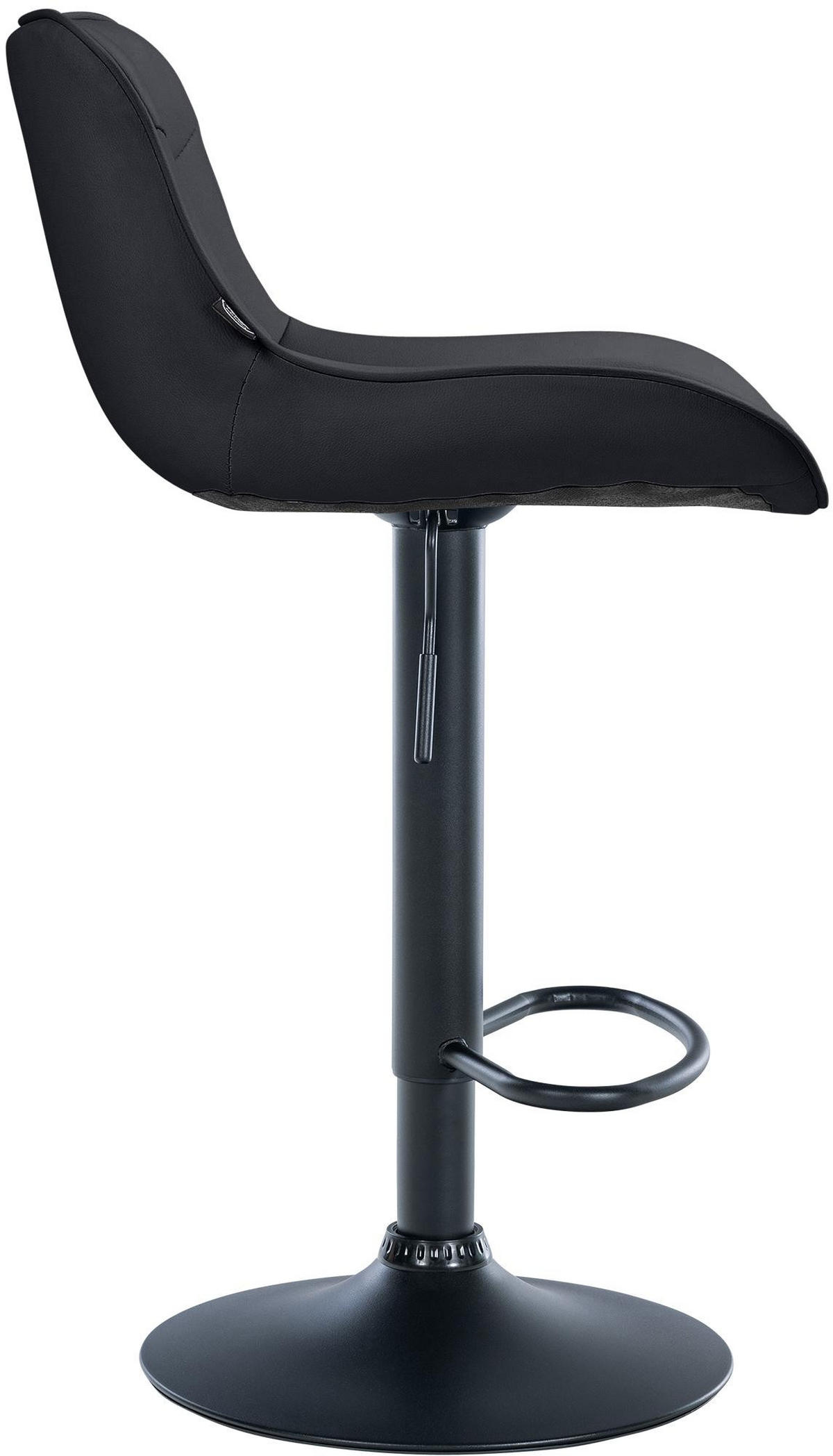 BARHOCKER TAMPA Schwarz Kunstleder Schwarz - Schwarz, Leder/Metall (49/85/51cm) - DELUKE