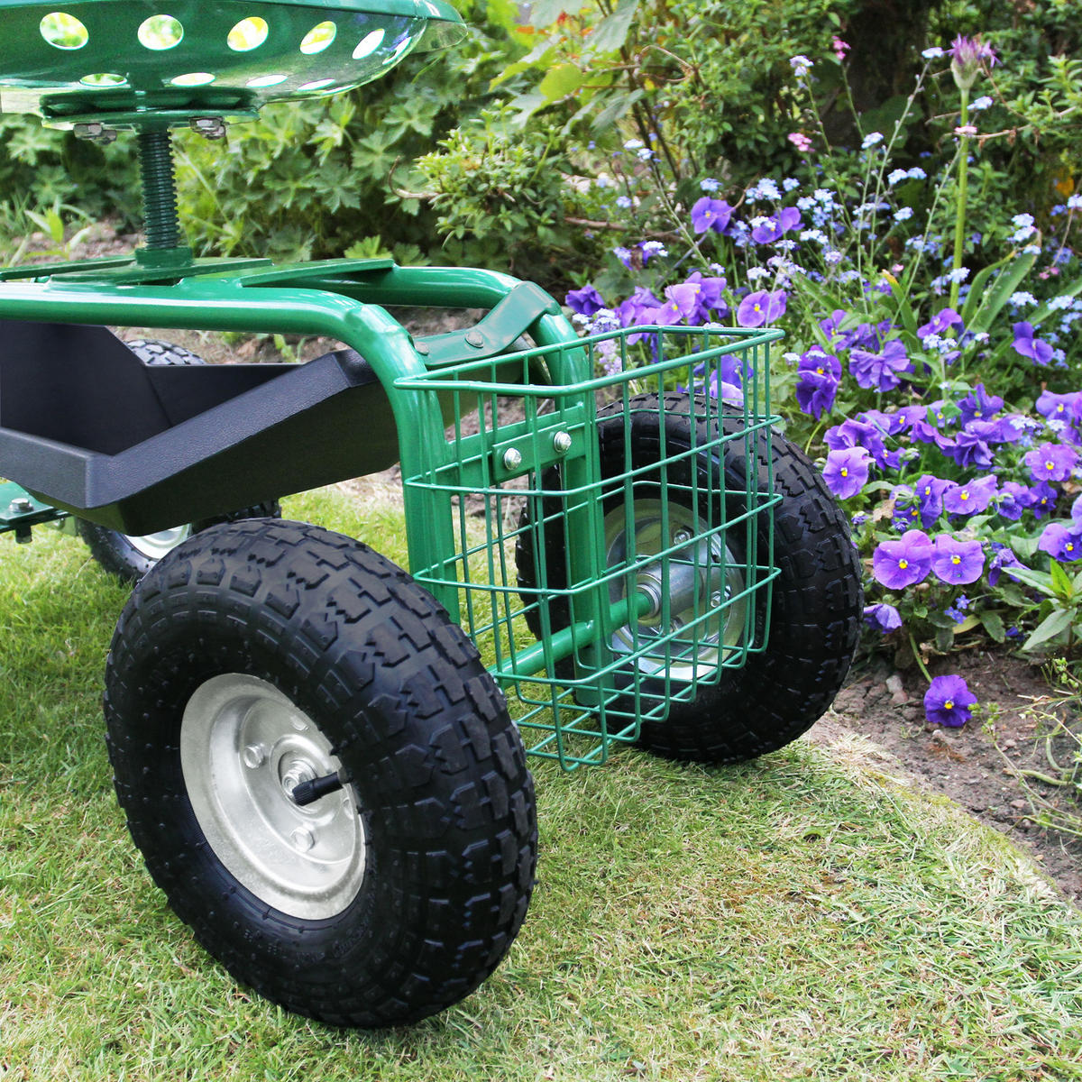 GARTENSITZ mit Werkzeugfach und Korb - Grün, Metall (44/94/80cm) - Monster Racking
