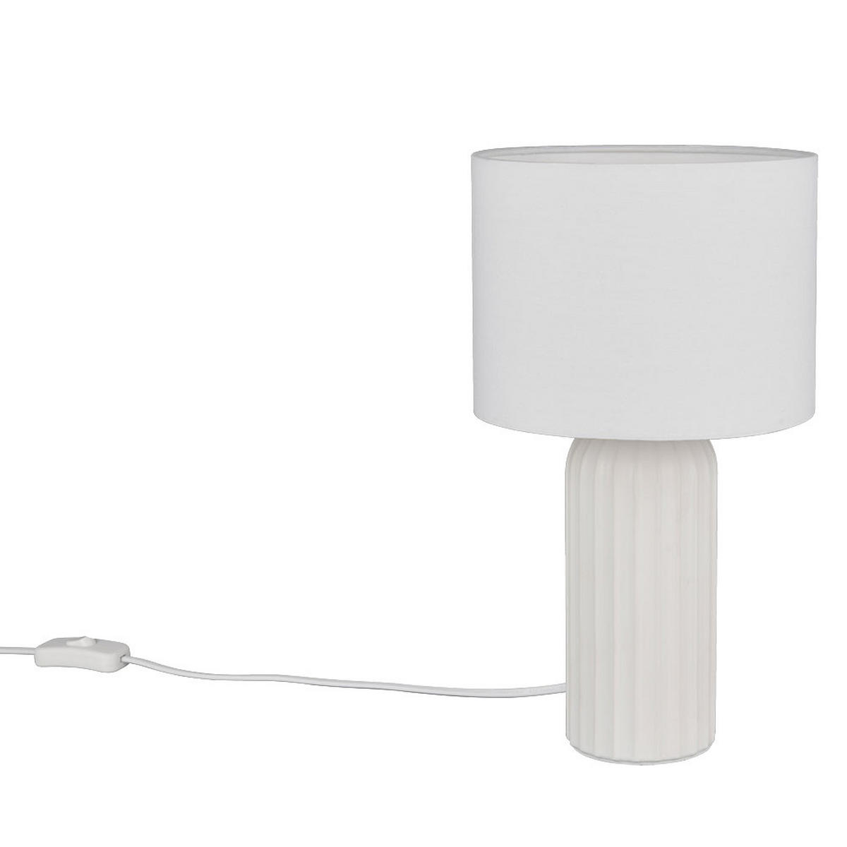 TISCHLEUCHTE Keramik Weiß - Weiß, Textil (20/20/36cm)