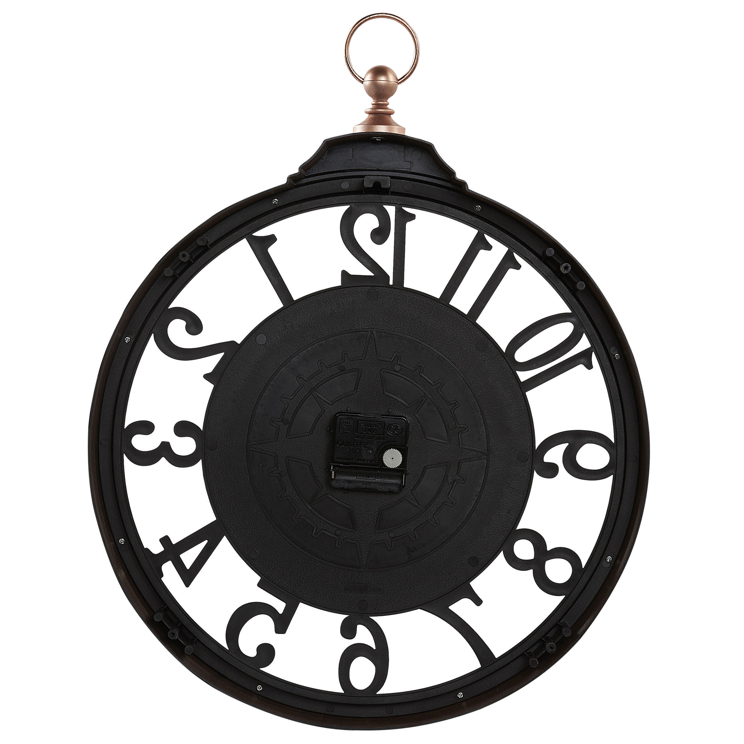 WANDUHR Kunststoff schwarz/kupfer Alloza - Schwarz, Kunststoff (44/52/5cm) - Beliani