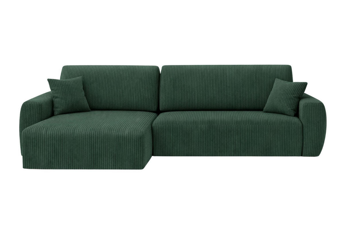 ECKSOFA Mit Schlaffunktion Ariel L, Cordstoff, Stoff Poso, Grün, Links - Grün, Holz (250/142cm) - Kaiser Möbel