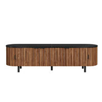 TV-LOWBOARD Nussbaum MDF 170cm mit 5 Türen Riffel-Optik & Eisenfüßen - Walnussfarben, Holzwerkstoff (170/47/40cm) - Urban Meuble