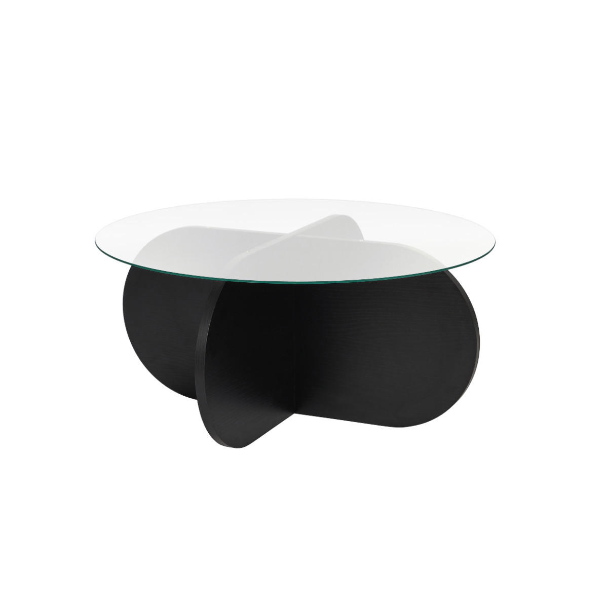 Calicosy KONFERENČNÍ stolek se zkříženými nohami a deskou z tvrzeného skla, průměr 75 cm - AERIS