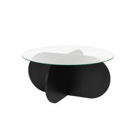 COUCHTISCH mit gekreuzten Beinen und gehärteter Glasplatte 75/75/35 cm - Schwarz, Holzwerkstoff (75/75/35cm) - Calicosy