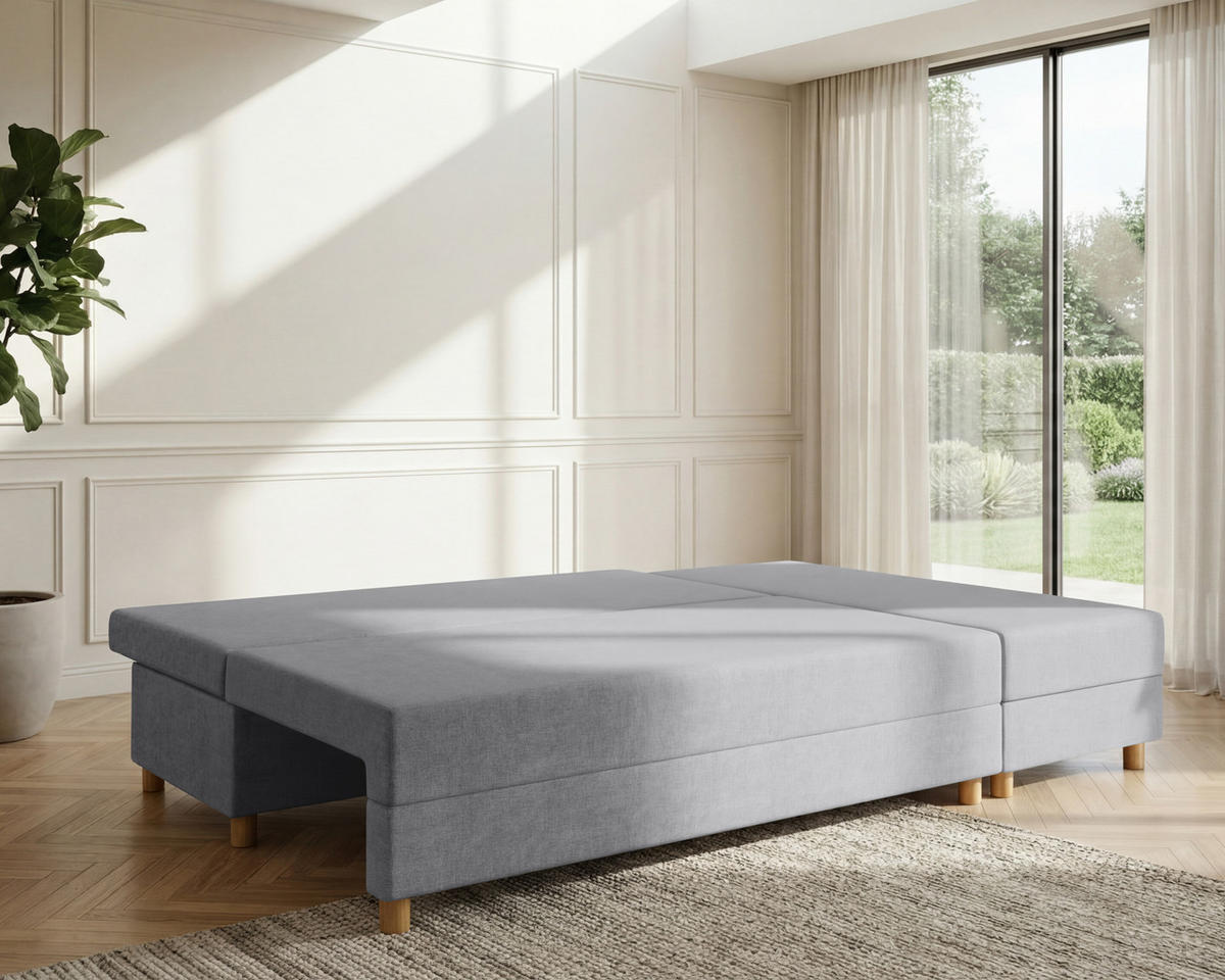 ECKSOFA Lellice L-Form- links oder rechts montierbar, grau - Grau, Holz (214/122cm) - Homesy