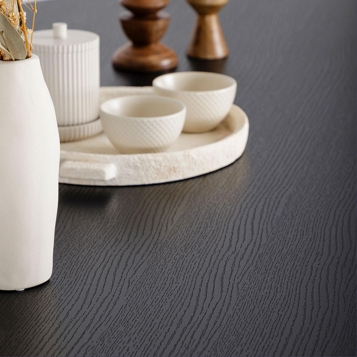 ESSGRUPPE DONOVAN CASSIE 7er Set schwarz - Schwarz, Holzwerkstoff - IDIMEX