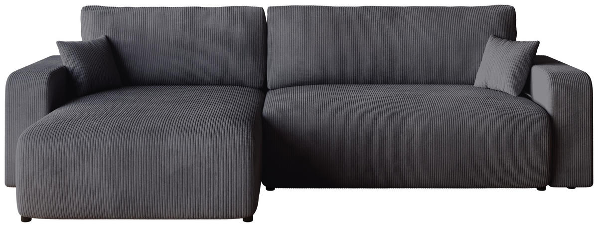 ECKSOFA PUMI XL mit Schlaffunktion Grau Cord - Grau, Textil (274/148cm) - Bromarkt