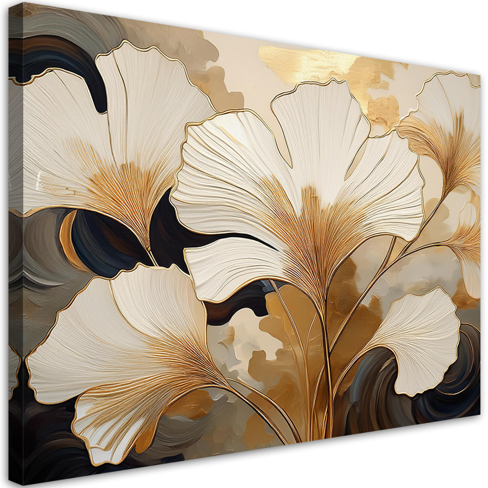 WANDBILD blätter natur botanisch - Beige, Textil (60/40cm) - Feeby