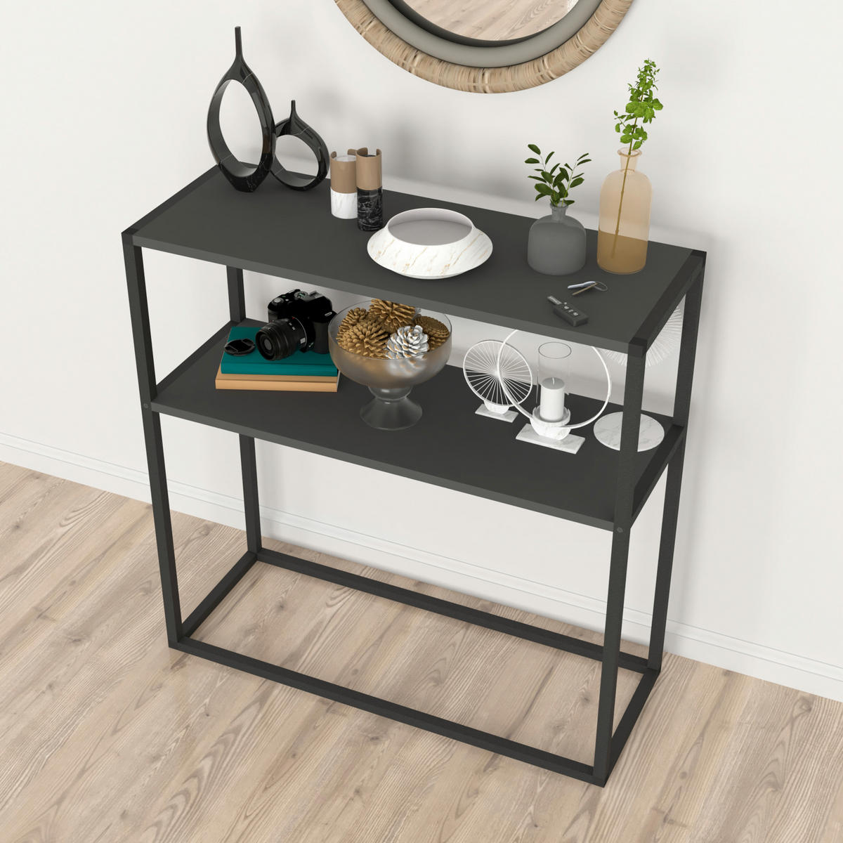 KONSOLENTISCH Hemsedal - Anthrazit, Holzwerkstoff (34/90/90cm) - [en.casa]