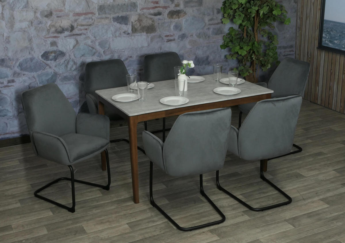 FREISCHWINGER Grau 6er-Set - Dunkelgrau/Grau, Textil (60/89/61cm) - MCW