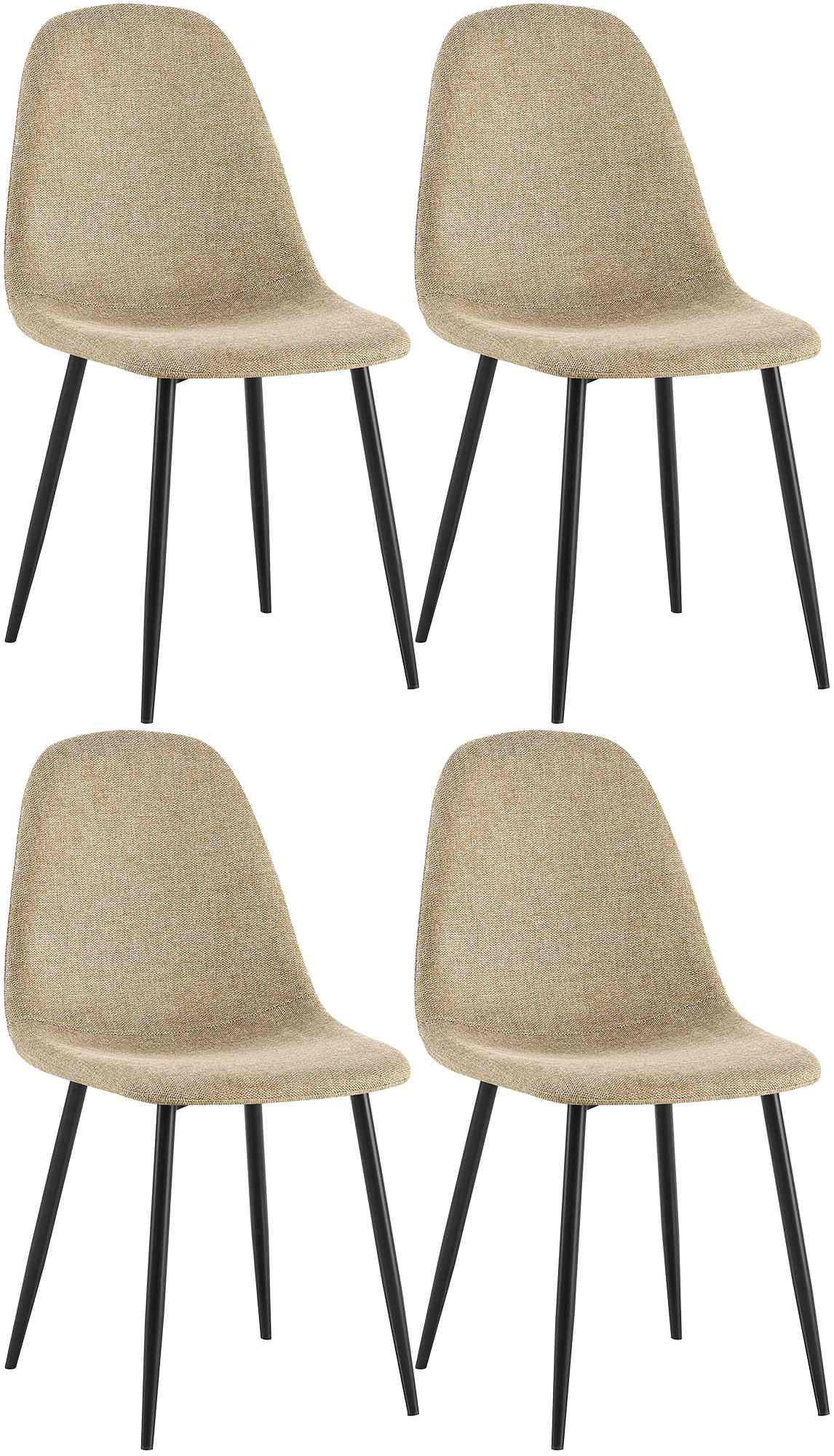 STUHL 4er Set Stoff Taupe - Taupe/Schwarz, Textil/Metall (44/88/51cm) - CLP