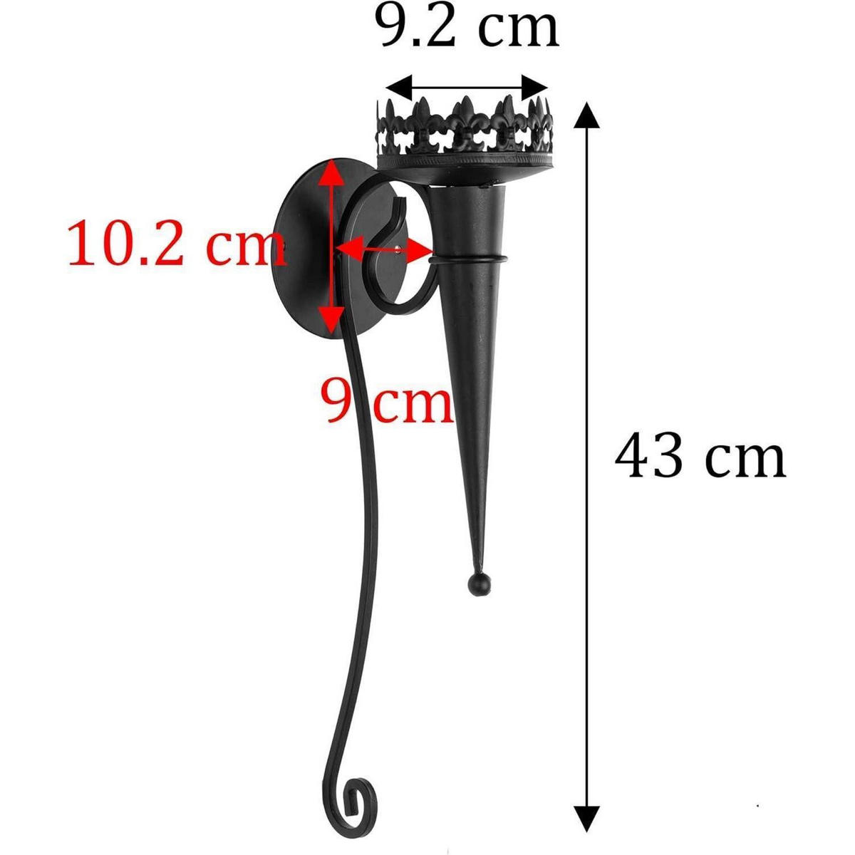 KERZENHALTER 2-teiliges Set 43 cm Schwarz - Schwarz, Metall (9.2/43/9.2cm)
