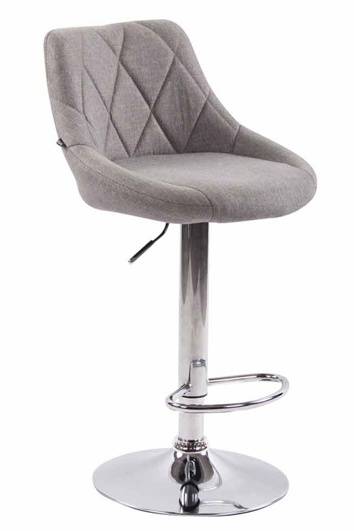 BARHOCKER Lazius, Gestell Metall in Chromoptik, Stoff Grau - Chromfarben/Grau, Textil/Metall (46/100/49cm) - TPFLiving