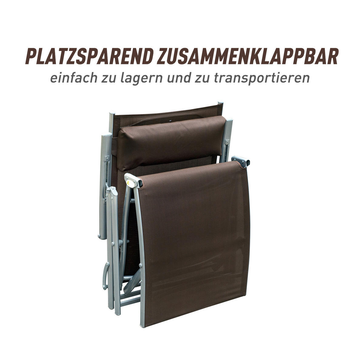 SONNENLIEGE Gartenliege klappbar mit Kissen Braun - Braun, Metall (63.5/100.5/137cm) - ComfortXL